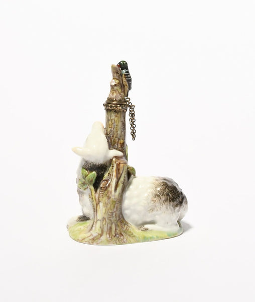 German Porcelain Scent Bottle in the form of a Sheep, 18th C