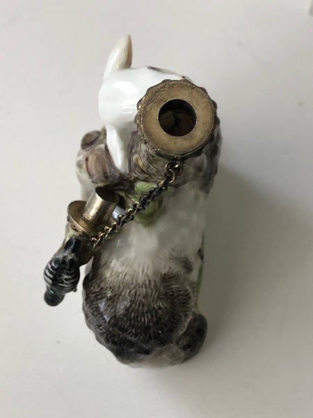 German Porcelain Scent Bottle in the form of a Sheep, 18th C