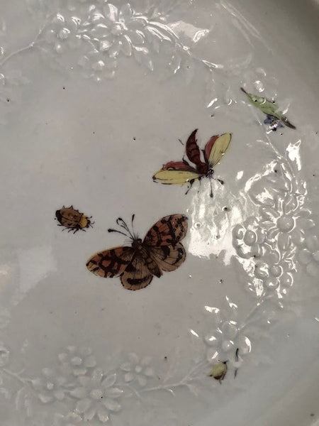 Chelsea Porcelain Octagonal Soup Plate with Moulded Floral Pattern circa 1756