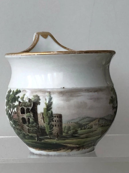 German Porcelain Jug Painted Rural Scene with Figures, 18th C