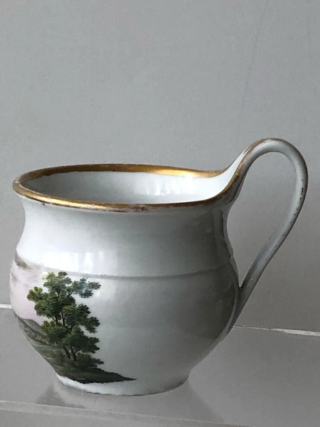 German Porcelain Jug Painted Rural Scene with Figures, 18th C