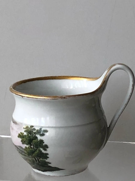 German Porcelain Jug Painted Rural Scene with Figures, 18th C