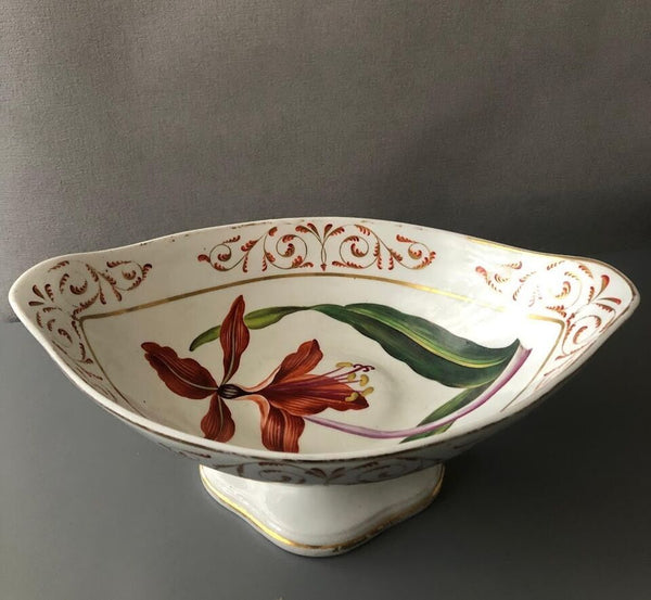 Derby Porcelain Botanical Pedestal Bowl, William "Quaker " Pegg, Circa 1800