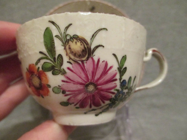 Ludwigsburg Porcelain Floral Moulded Cup & Saucer 18th Century