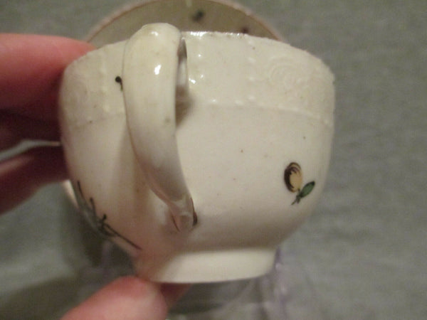 Ludwigsburg Porcelain Floral Moulded Cup & Saucer 18th Century