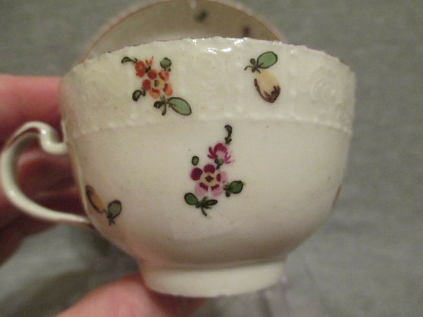 Ludwigsburg Porcelain Floral Moulded Cup & Saucer 18th Century
