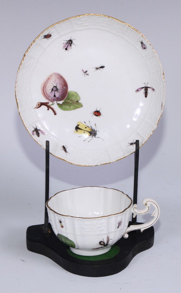 Meissen Porcelain Fruit, & Bugs Tea Cup & Saucer 1740 (#2)