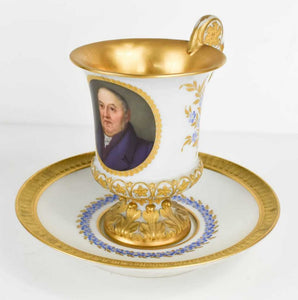 Meissen Porcelain Portrait Cup & Saucer 19th C