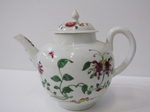 Teekanne aus Worcester-Porzellan aus der ersten Periode mit Geißblattmuster, 1760. Selten!
