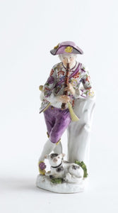 Meissen Porcelain Figure of a Shepherd Flautist, J. J. Kaendler, 1745