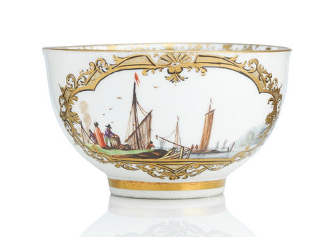 Meissen Porcelain Kauffahrtei Scene Tea Bowl, 1730