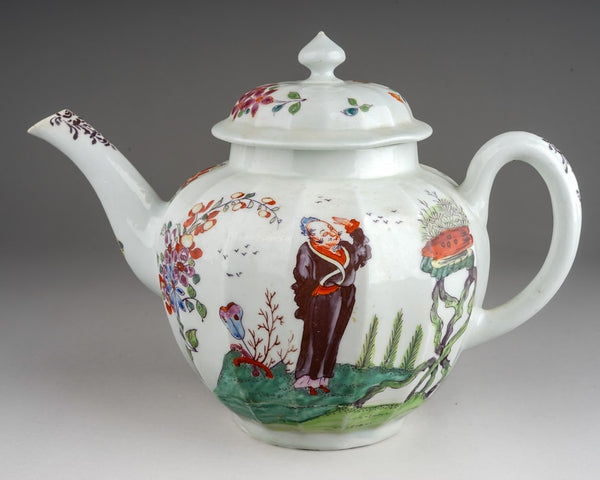 LIVERPOOL, PHILIP CHRISTIAN'S 'BECKONING CHINAMAN' FLUTED GLOBULAR TEAPOT , 1770