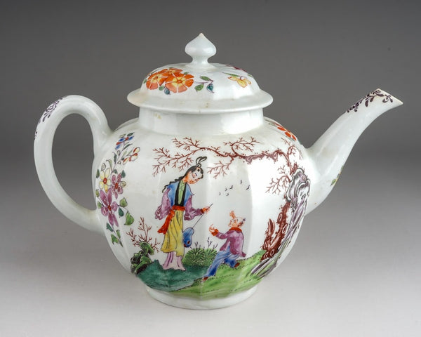 LIVERPOOL, PHILIP CHRISTIAN'S 'BECKONING CHINAMAN' FLUTED GLOBULAR TEAPOT , 1770