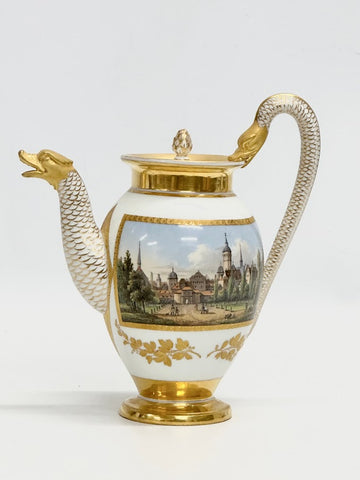 Meissen Porcelain Gilt Topographical Coffee Pot circa 1850