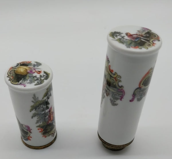 Meissen Porcelain Etui-Needle Case with Romantic Couple Scenes 18th C