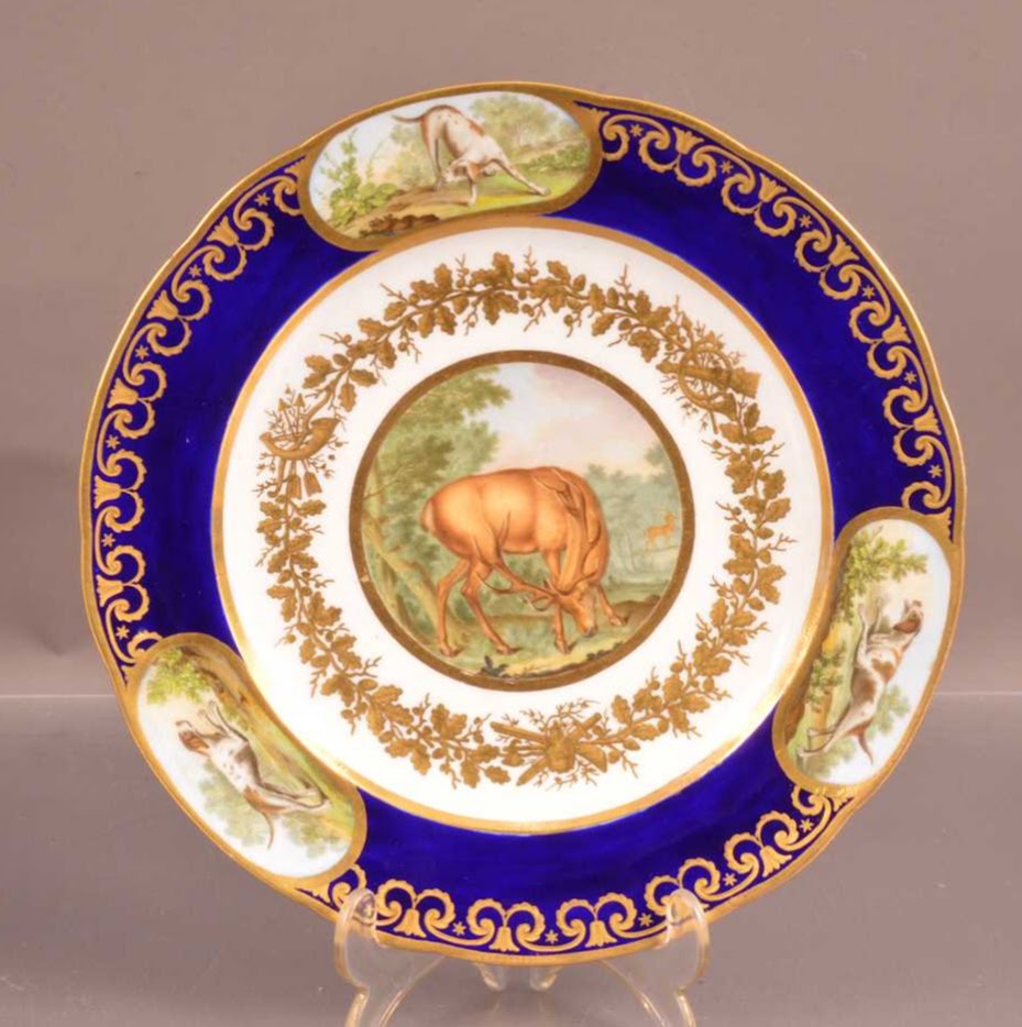 Sevres Porcelain Plate with Later Decoration 1765