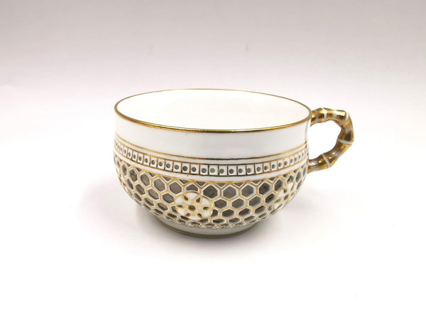 SEVRES PORCELAIN RETICULATED TEACUP 1883