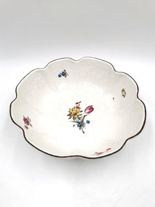 Hochst Porcelain Floral Moulded Slop Bowl, Blind wheel and Elector Mark, 1763