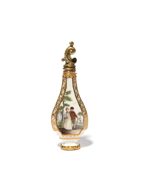 Meissen Porcelain Rocco Scent Bottle with Courting Couples Scenes, 1750-1760