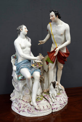 Meissen Large Group Figurine "Aurora and Kephalus" 19th C