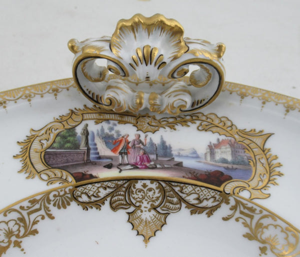 Meissen Porcelain Tray with Harbour Scenes of Turks and Camels, 19th C