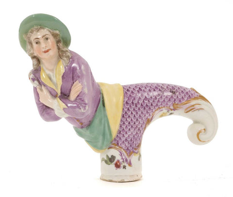 Meissen Porcelain Figural Lady Cane Handle 19th C