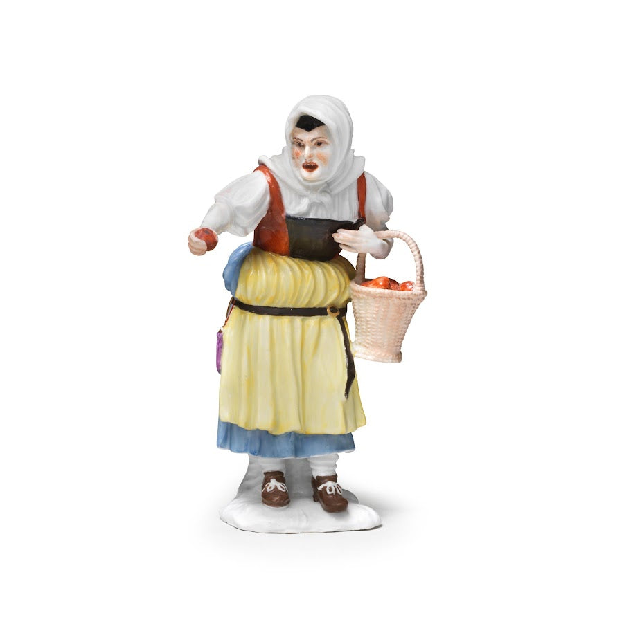 Meissen Porcelain Figure of a Peasant Apple Seller, 1745-1750