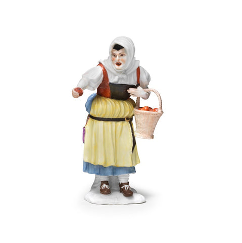 Meissen Porcelain Figure of a Peasant Apple Seller, 1745-1750