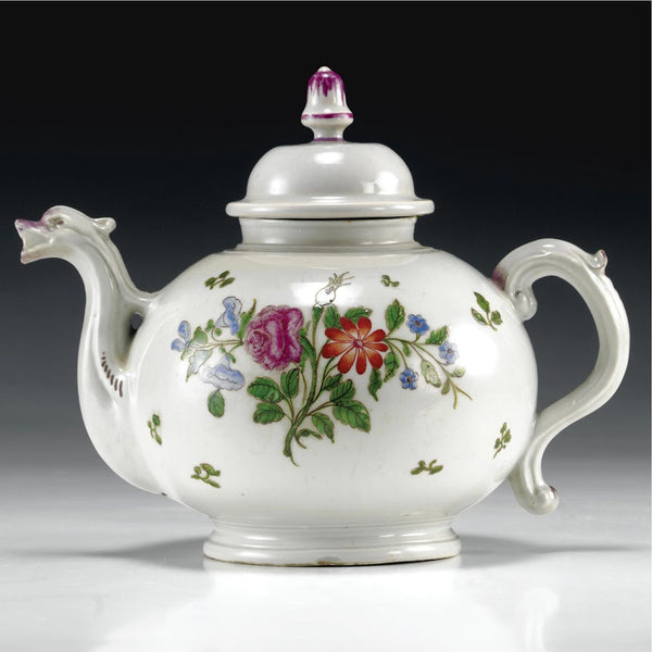 Doccia Porcelain Floral Teapot, Circa 1750