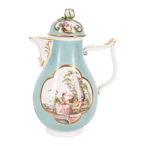 Meissen Turquoise Ground Coffee Pot, circa 1735 - 1740