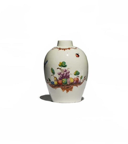 Nymphenburg Porcelain Tea Caddy with Fruit & Bugs, 1765- 1770