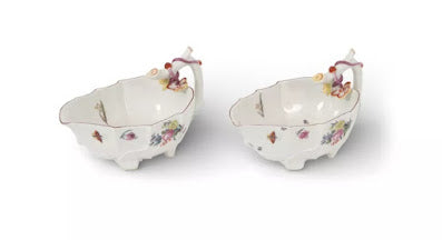 Chelsea strawberry leaf sauceboats, c.1752-55