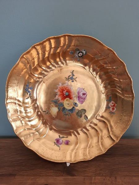 Assiette creuse en porcelaine de Meissen, dorée et florale, 1740 