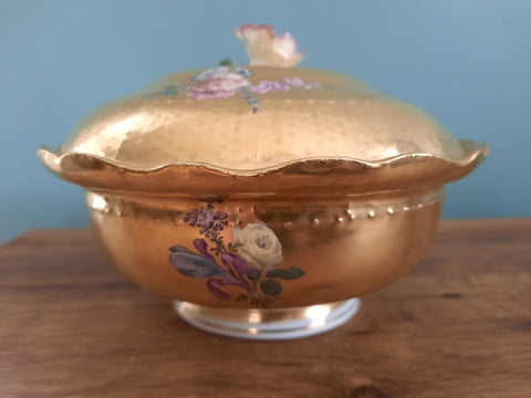 Meissen Porcelain  Floral Gilt Sauce Pot 1740