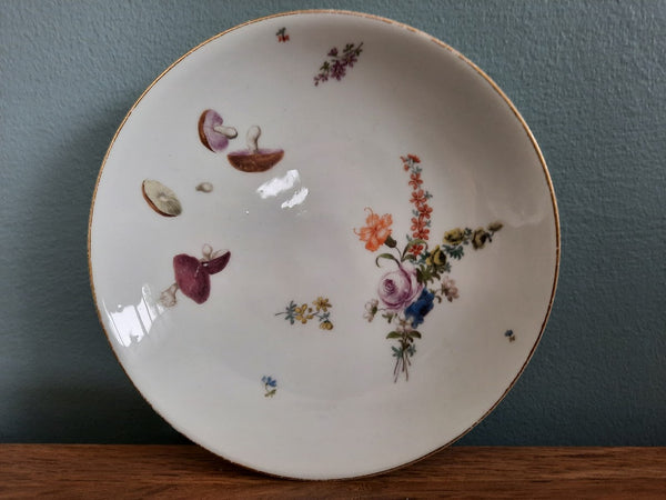 Meissen Porcelain Woodcut Flowers & Vegetable Cup & Saucer 1740 -50