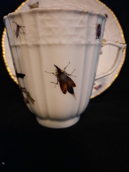 Meissen Porcelain Ornithological Coffee Cup & Saucer 1735-1740 (2)