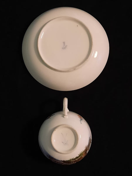 Tasse à thé et soucoupe en porcelaine de Meissen Kauffahrtei (période Dot 1756-1773) 