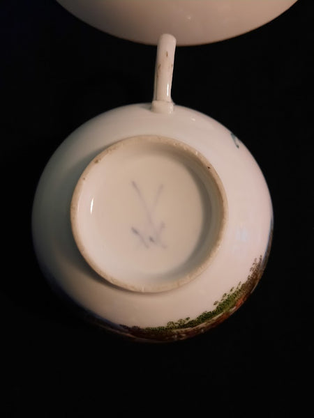 Tasse à thé et soucoupe en porcelaine de Meissen Kauffahrtei (période Dot 1756-1773) 