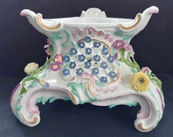 Meissen Porcelain Floral Encrusted Teapot Warmer, Dot Period, 1756 - 1773