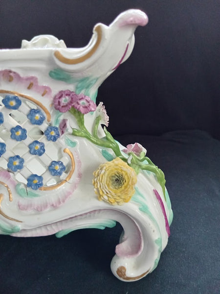 Meissen Porcelain Floral Encrusted Teapot Warmer, Dot Period, 1756 - 1773