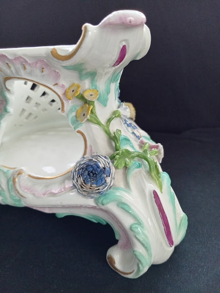 Meissen Porcelain Floral Encrusted Teapot Warmer, Dot Period, 1756 - 1773