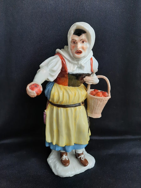 Meissen Porcelain Figure of a Peasant Apple Seller, 1745-1750