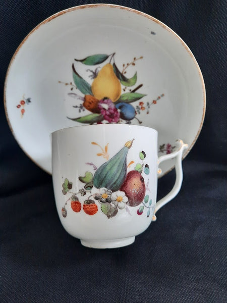 Hochst Fruit Pattern Coffee Cup & Saucer. Circa 1770