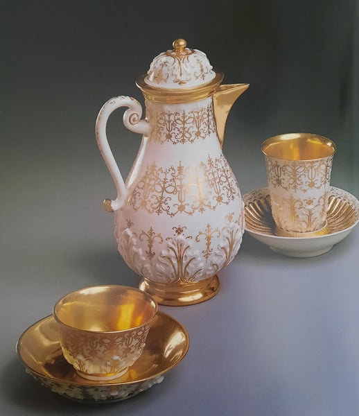Meissen Porcelain Bottger, Gilt Cup & Saucer, Circa 1720