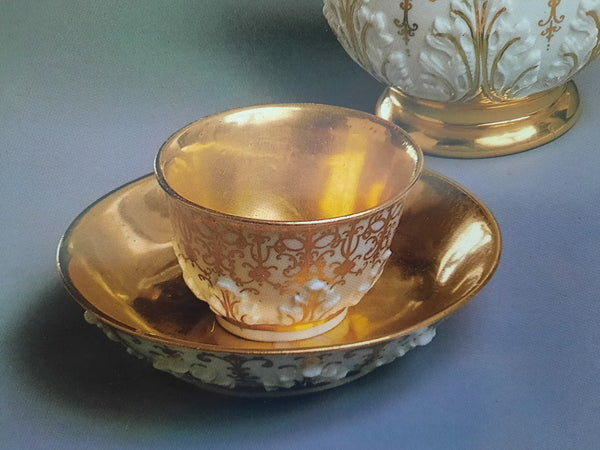Meissen Porcelain Bottger, Gilt Cup & Saucer, Circa 1720
