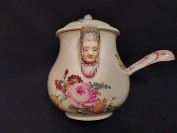 Ansbach Porcelain Floral Chocolate Pot, circa 1760