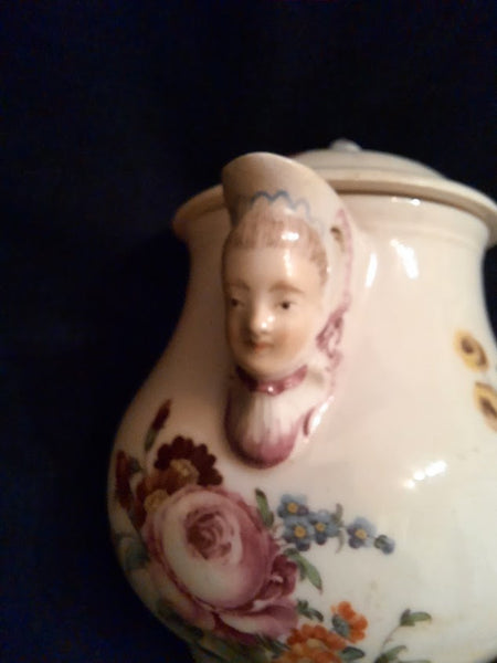 Ansbach Porcelain Floral Chocolate Pot, circa 1760