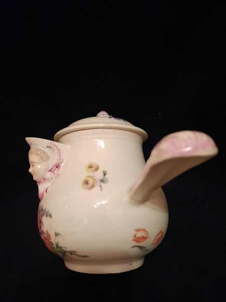 Ansbach Porcelain Floral Chocolate Pot, circa 1760