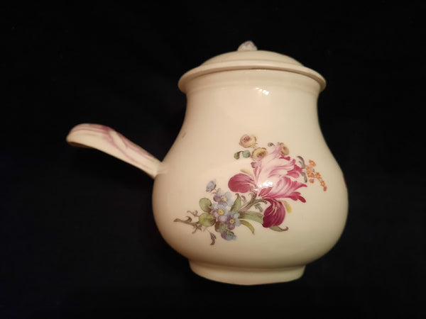 Ansbach Porcelain Floral Chocolate Pot, circa 1760