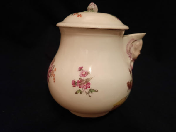 Ansbach Porcelain Floral Chocolate Pot, circa 1760